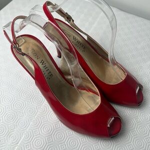 Ron White Chic Red Peep-Toe Heels
